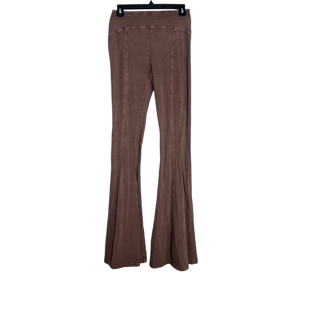 Out From Under Urban Outfitters Flare Leggings Brown Mauve High Rise Seam Detail